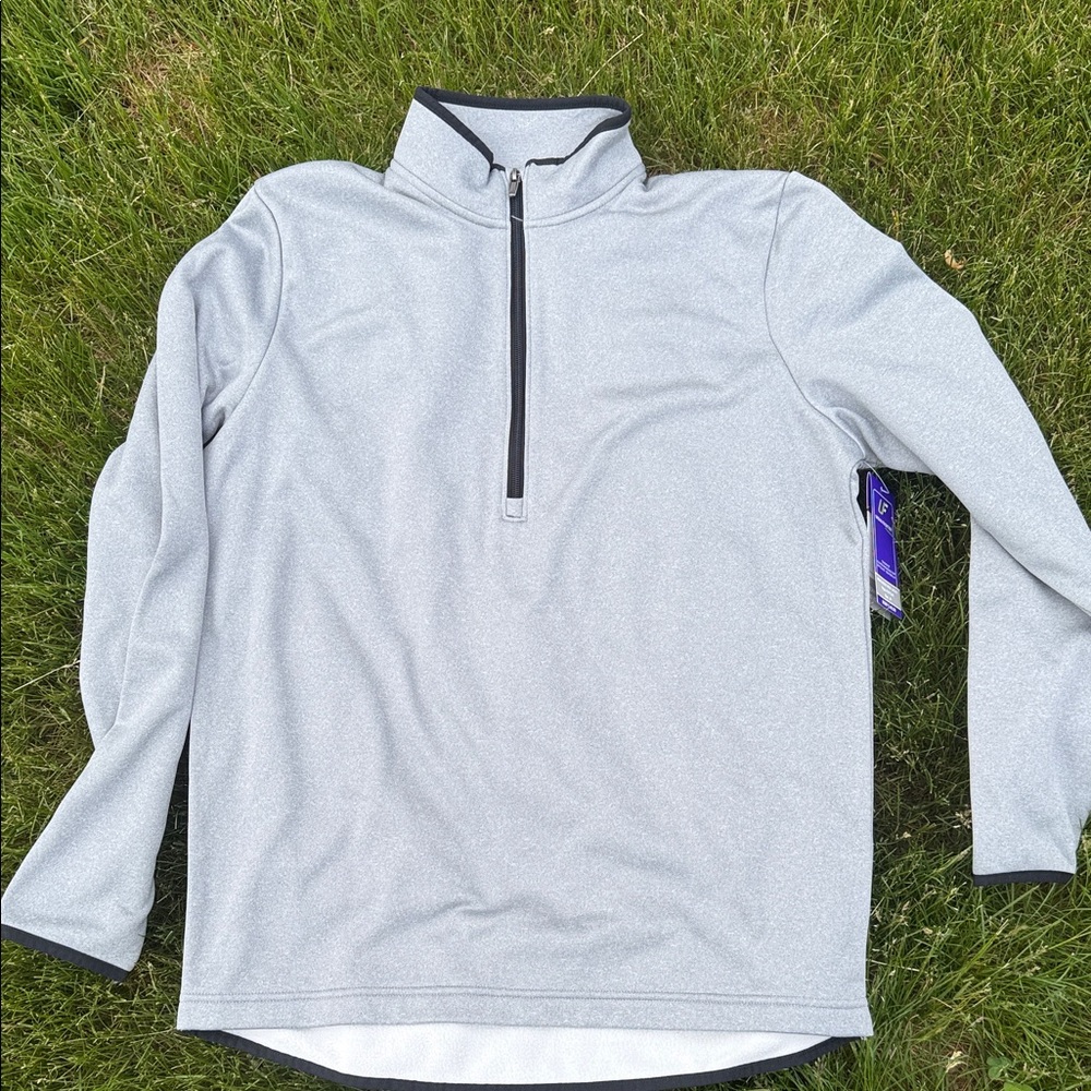 Men's Light Gray Quarter-Zip Performance Pullover Hoodie